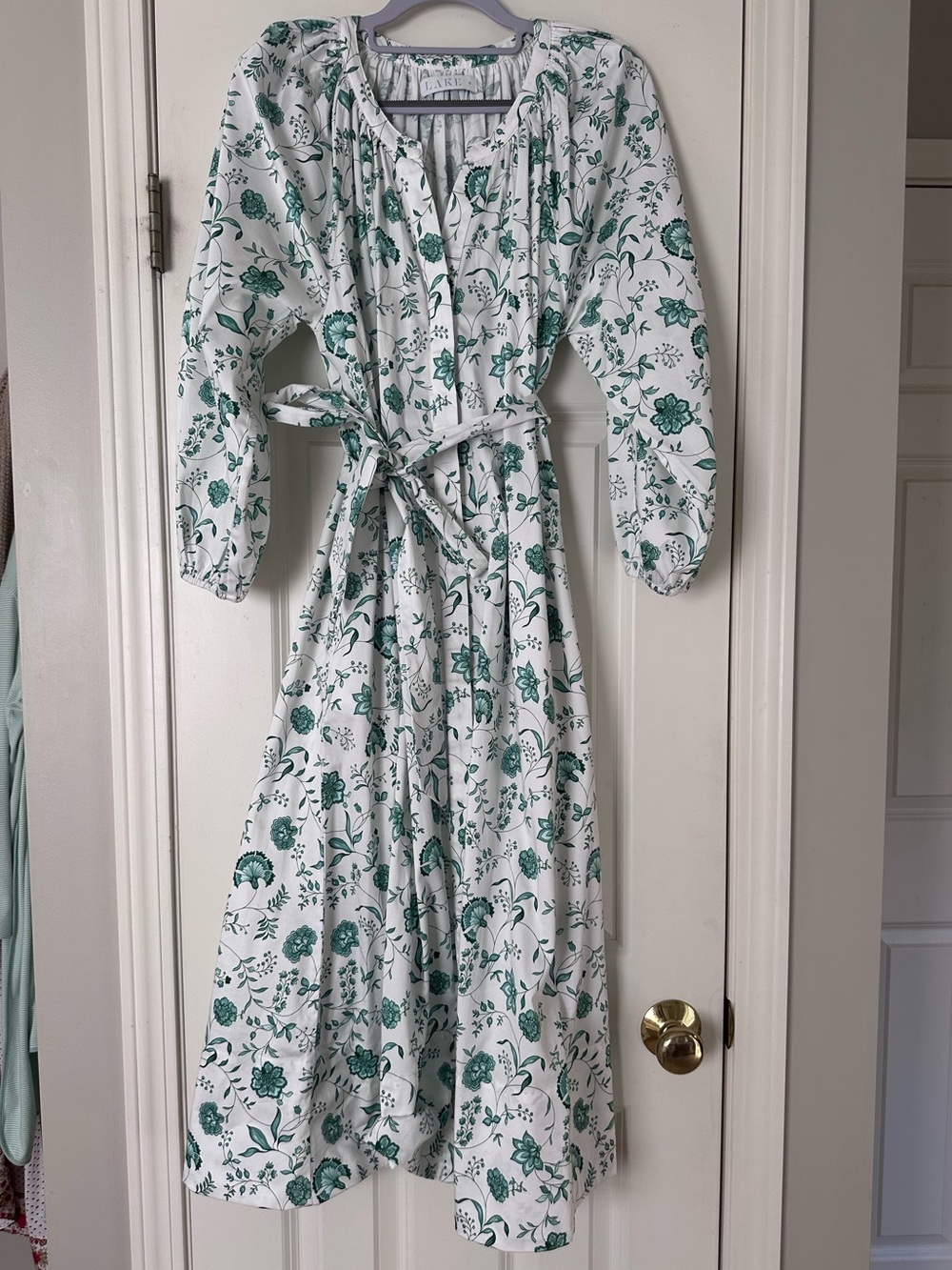 Lake Brunch Midi Dress in Meadow Vines Floral Pattern - Tie-Waist - Size Medium - Picture 3 of 4